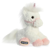 Unicorn plush from Breyer - Bridle Buddies by Aurora, featuring a white coat, pink horn, and ethereal mane and tail